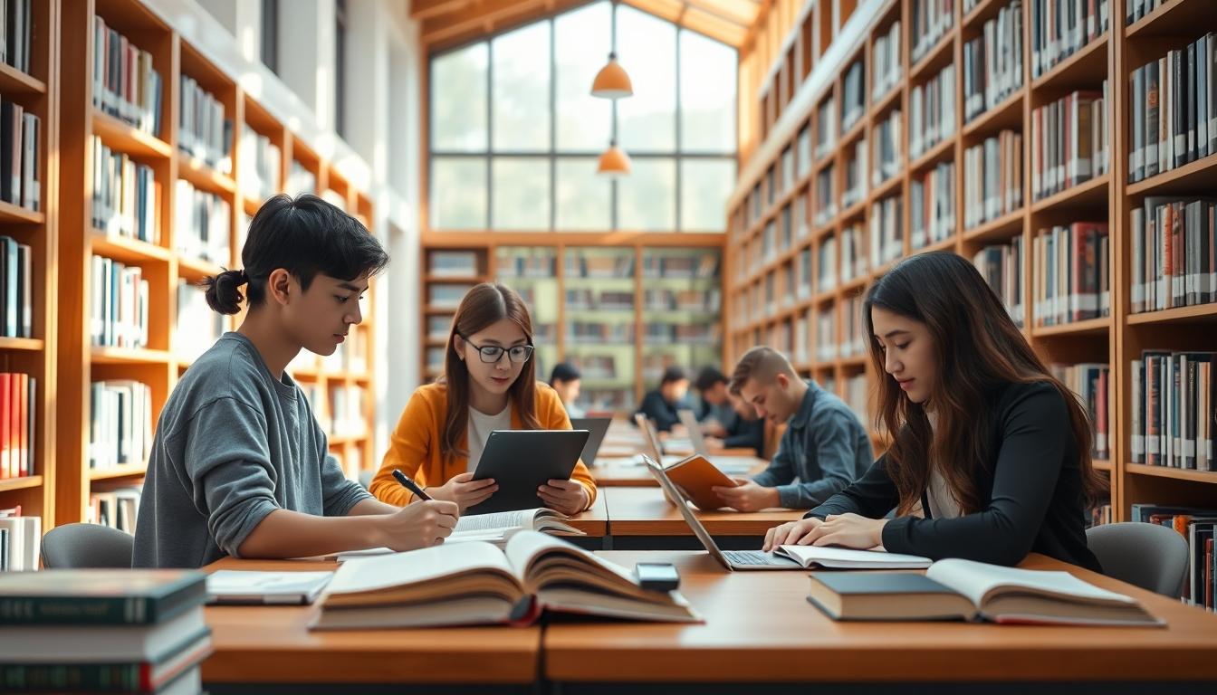 Students collaborating in study space