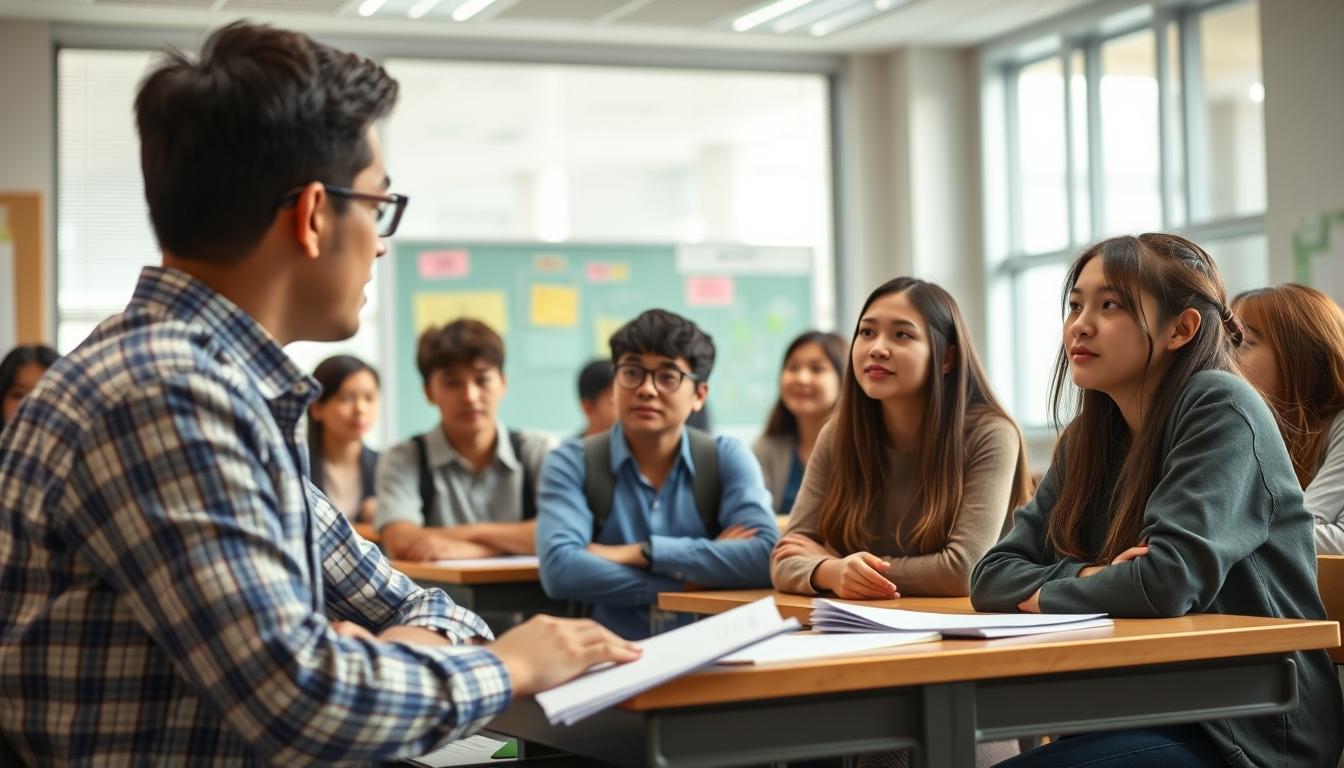Student using learning strategies while studying